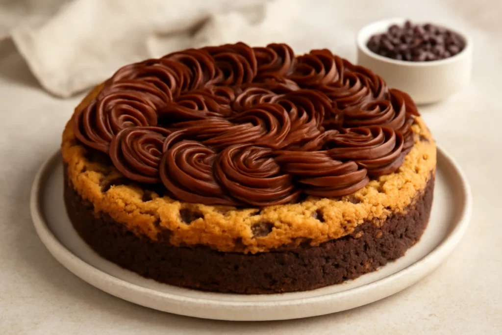 Brookie Cookie Cake With Chocolate Buttercream