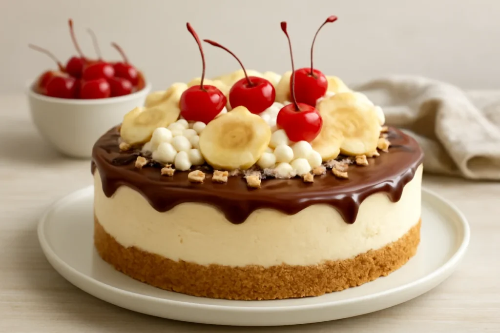 No-Bake Banana Split Cheesecake
