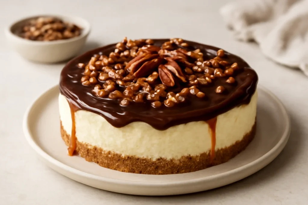 No Bake Turtle Cheesecake